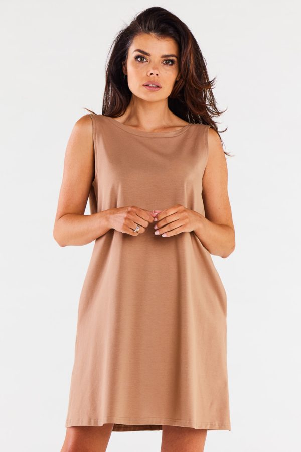 Beige Daydress in Day Dresses with Cotton and Lycra