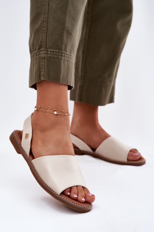 Beige Sandals in Sandals & Flip-Flops For Women with Fabric, Footbed and Heel Height