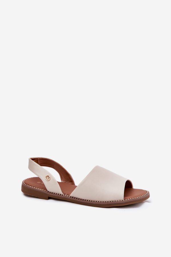 Beige Sandals in Sandals & Flip-Flops For Women with Fabric, Footbed and Heel Height
