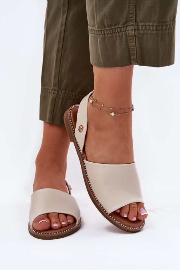 Beige Sandals in Sandals & Flip-Flops For Women with Fabric, Footbed and Heel Height