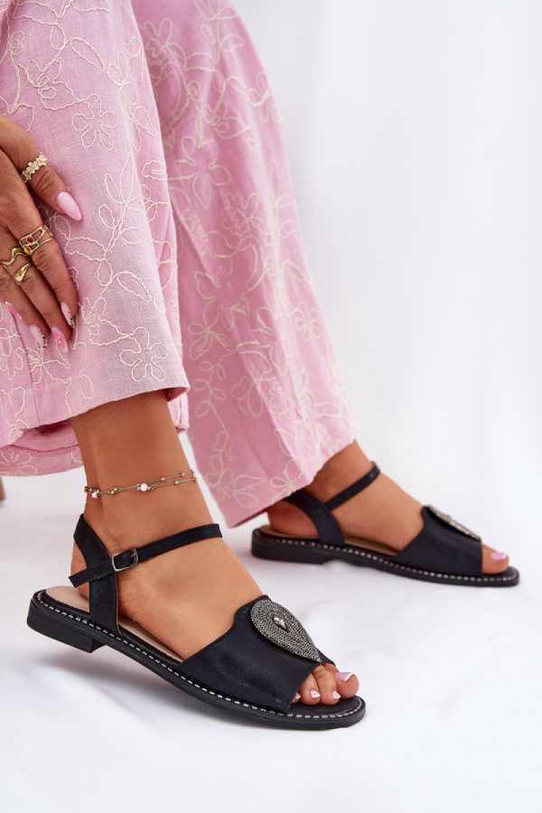 Black Sandals in Sandals & Flip-Flops For Women with Fabric, Footbed and Heel Height