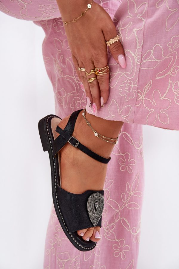 Black Sandals in Sandals & Flip-Flops For Women with Fabric, Footbed and Heel Height