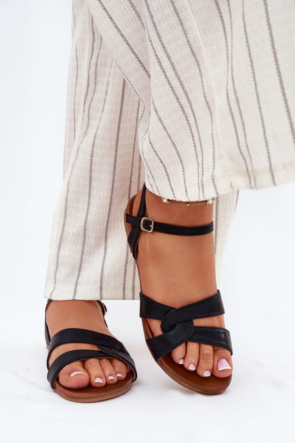 Black Sandals in Sandals & Flip-Flops For Women with Fabric, Footbed and Heel Height