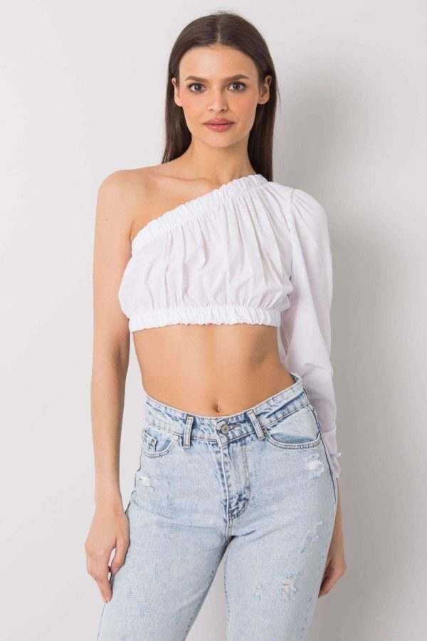 White Blouse in Women`s Blouses, Tunics with Cotton