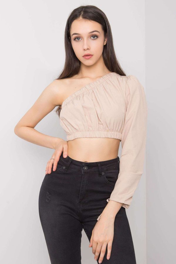 Beige Blouse in Women`s Blouses, Tunics with Cotton