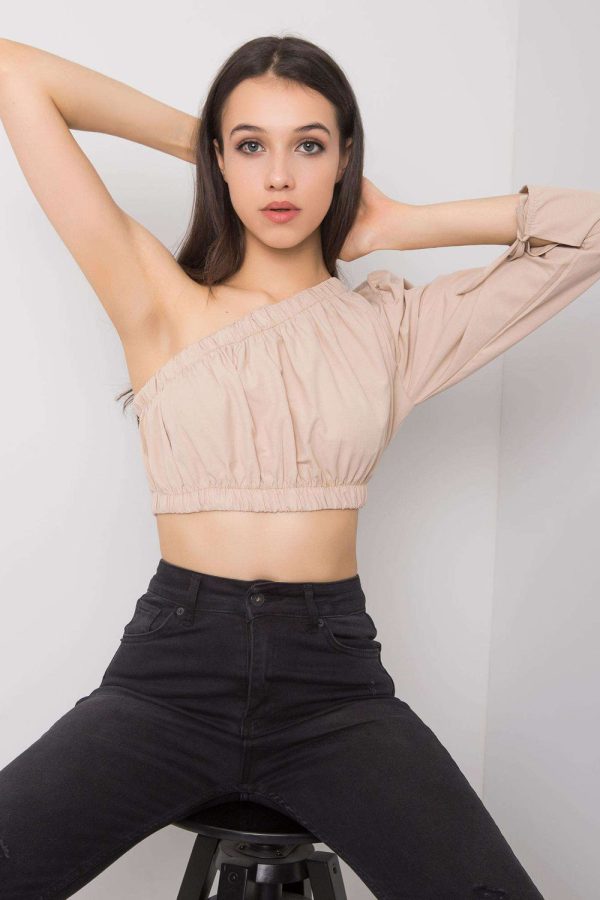 Beige Blouse in Women`s Blouses, Tunics with Cotton