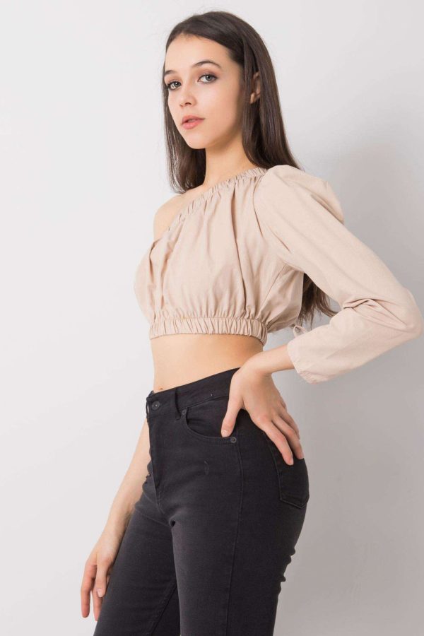 Beige Blouse in Women`s Blouses, Tunics with Cotton
