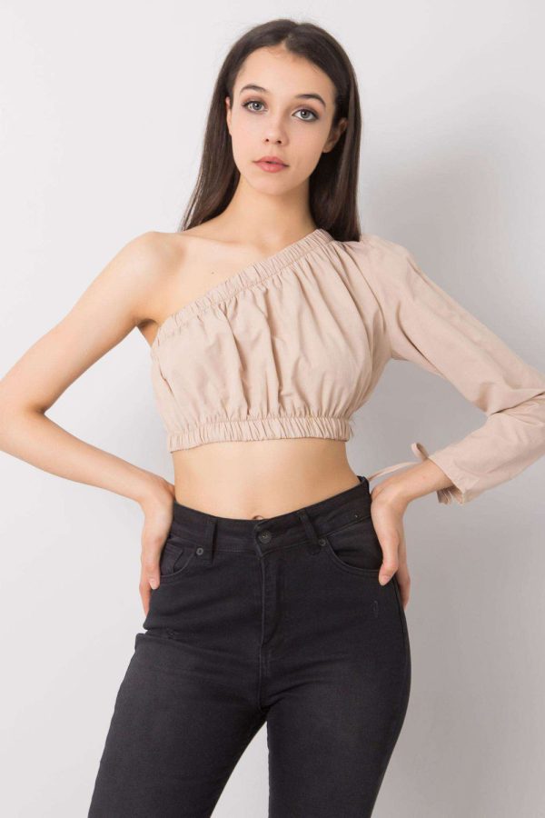 Beige Blouse in Women`s Blouses, Tunics with Cotton