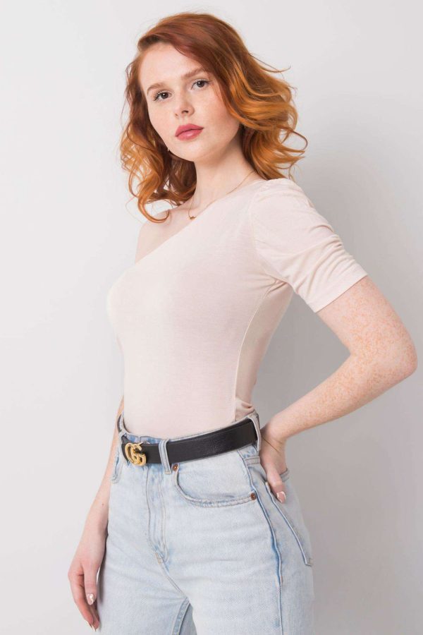 Beige Blouse in Women`s Blouses, Tunics with Spandex and Viscose