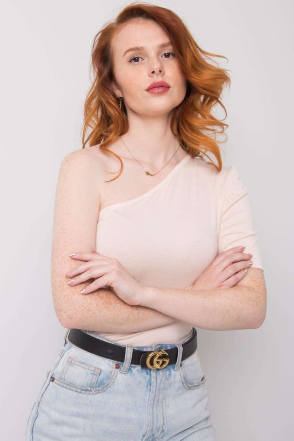Beige Blouse in Women`s Blouses, Tunics with Spandex and Viscose