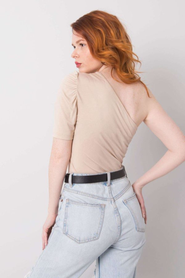 Beige Blouse in Women`s Blouses, Tunics with Spandex and Viscose