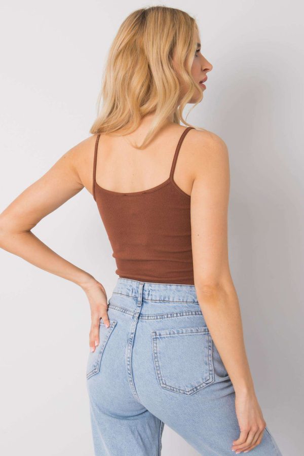 Brown Top in Undershirts / Tops with Cotton and Spandex