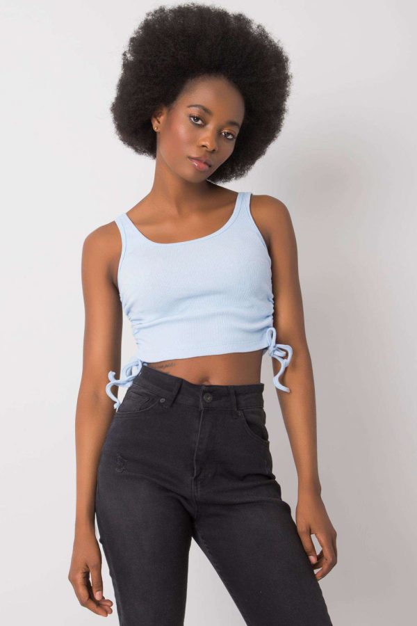 Blue Top in Undershirts / Tops with Cotton and Spandex