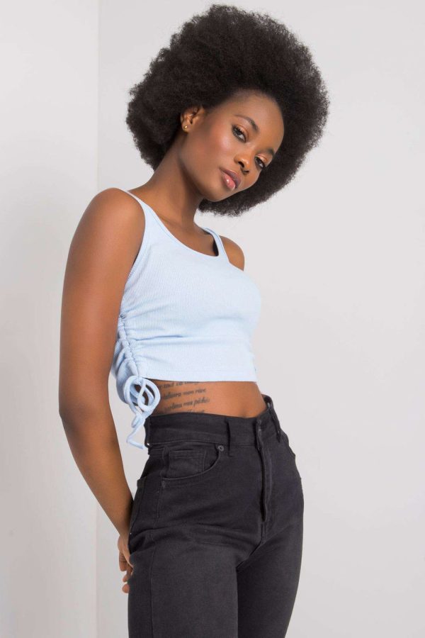 Blue Top in Undershirts / Tops with Cotton and Spandex