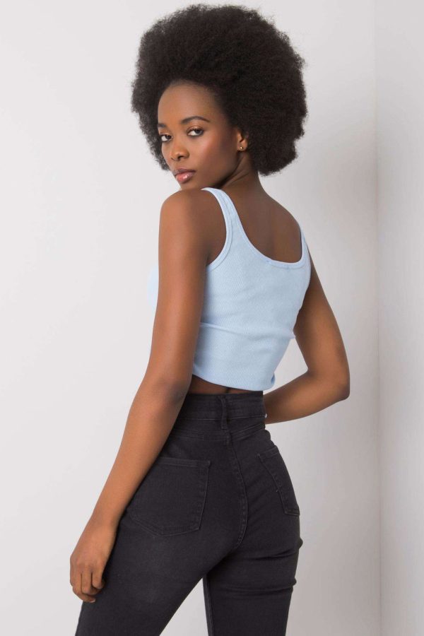 Blue Top in Undershirts / Tops with Cotton and Spandex