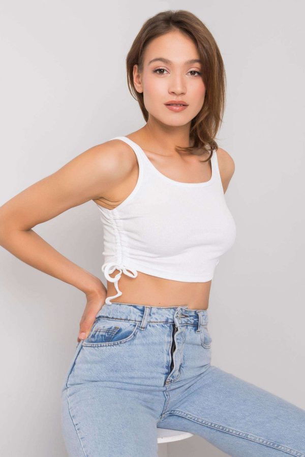 White Top in Undershirts / Tops with Cotton and Spandex
