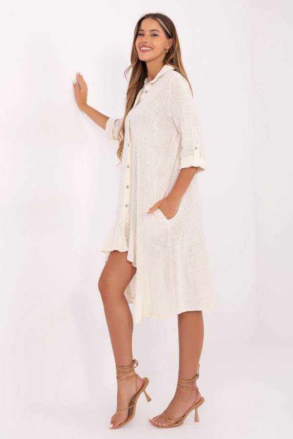 Beige Daydress in Day Dresses with Cotton