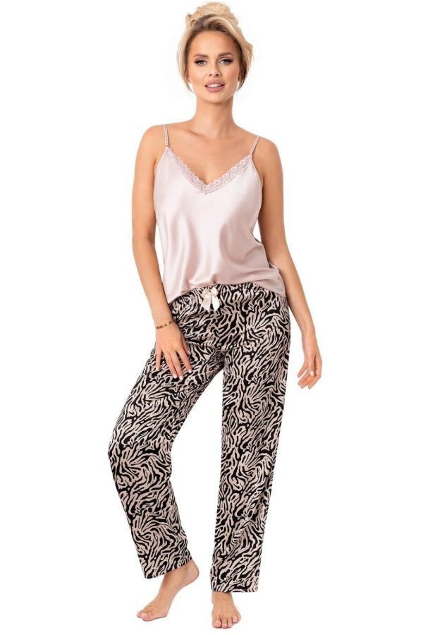 Beige Pyjama in Women`s Pyjamas, Sleepwear Sets with Spandex and Polyester