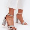 1086264.jpg Grey Heel Sandals in Sandals & Flip-Flops For Women with Fabric, Footbed and Heel Height