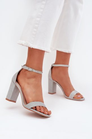 1086264.jpg Grey Heel Sandals in Sandals & Flip-Flops For Women with Fabric, Footbed and Heel Height