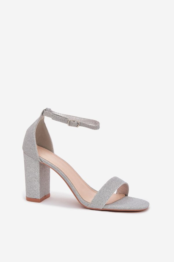 Grey Heel Sandals in Sandals & Flip-Flops For Women with Fabric, Footbed and Heel Height