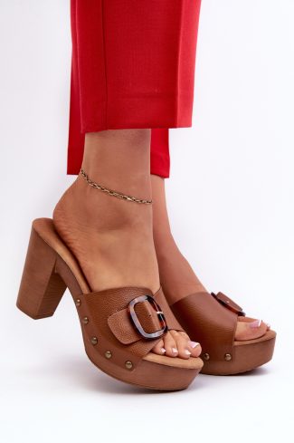 1086399.jpg Brown Heeled Sandals in Sandals & Flip-Flops For Women with Fabric, Footbed, Heel Height and Platform Height
