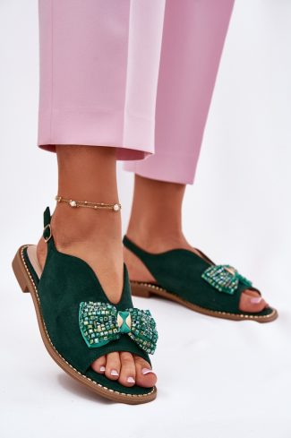 Green Sandals in Sandals & Flip-Flops For Women with Fabric, Footbed and Heel Height