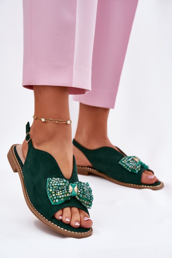 Green Sandals in Sandals & Flip-Flops For Women with Fabric, Footbed and Heel Height