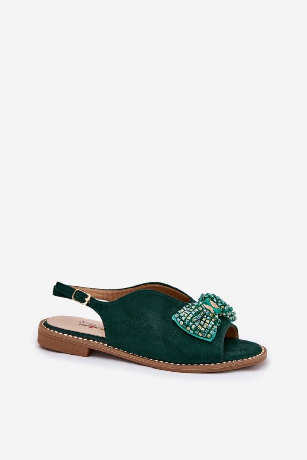 Green Sandals in Sandals & Flip-Flops For Women with Fabric, Footbed and Heel Height