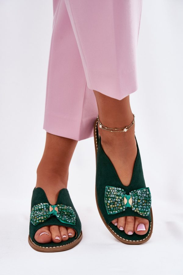 Green Sandals in Sandals & Flip-Flops For Women with Fabric, Footbed and Heel Height
