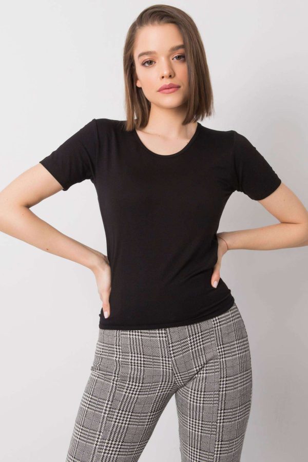 Black Blouse in Women`s Blouses, Tunics with Spandex and Viscose