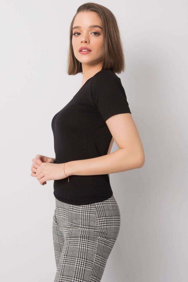 Black Blouse in Women`s Blouses, Tunics with Spandex and Viscose