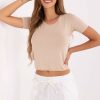 Beige Blouse in Women`s Blouses, Tunics with Spandex and Viscose