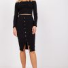 Black Set in Skirts with Cotton and Spandex