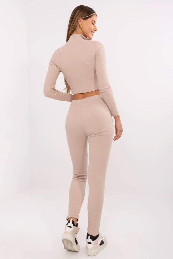 Beige Set in Pants, Trousers, Shorts with Cotton and Spandex