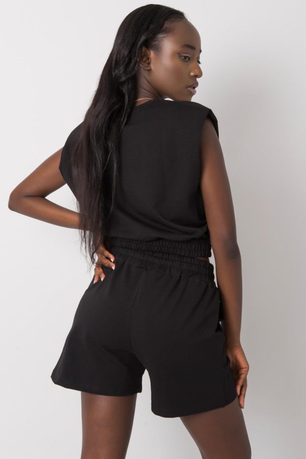 Black Set in Pants, Trousers, Shorts with Cotton, Spandex and Polyester