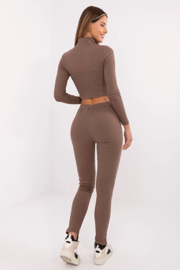 Brown Set in Pants, Trousers, Shorts with Cotton and Spandex