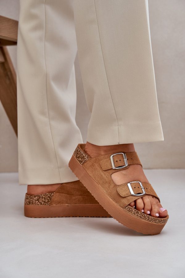 Brown Flip-flops in Sandals & Flip-Flops For Women with Fabric, Footbed and Platform Height