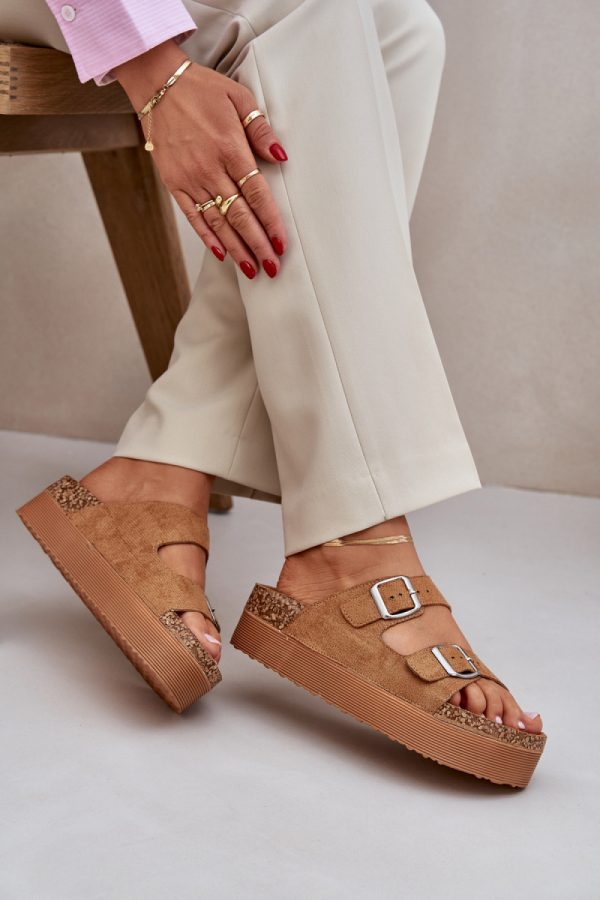 Brown Flip-flops in Sandals & Flip-Flops For Women with Fabric, Footbed and Platform Height
