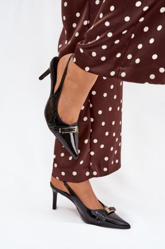 Black High Heels in High Heels with Fabric, Footbed and Heel Height