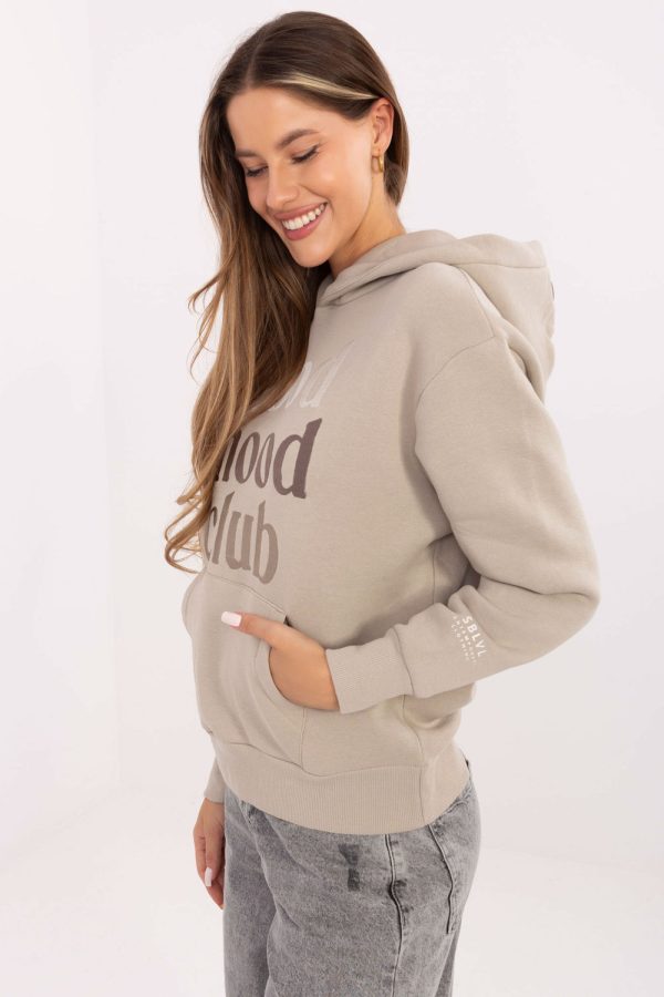 Beige Sweatshirt in Sweatshirts For Women with Cotton and Polyester