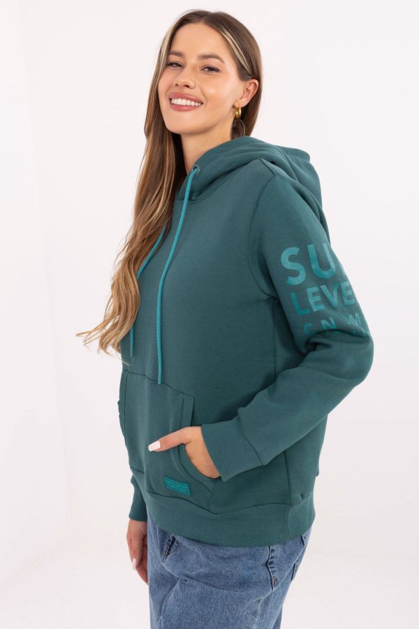 Green Sweatshirt in Sweatshirts For Women with Cotton and Polyester