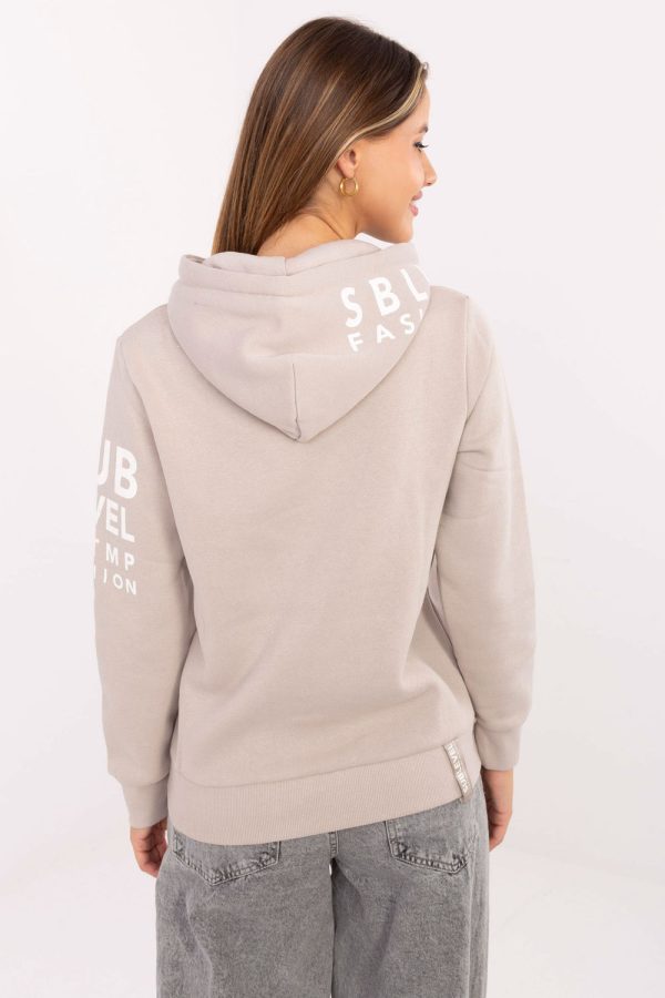 Beige Sweatshirt in Sweatshirts For Women with Cotton and Polyester