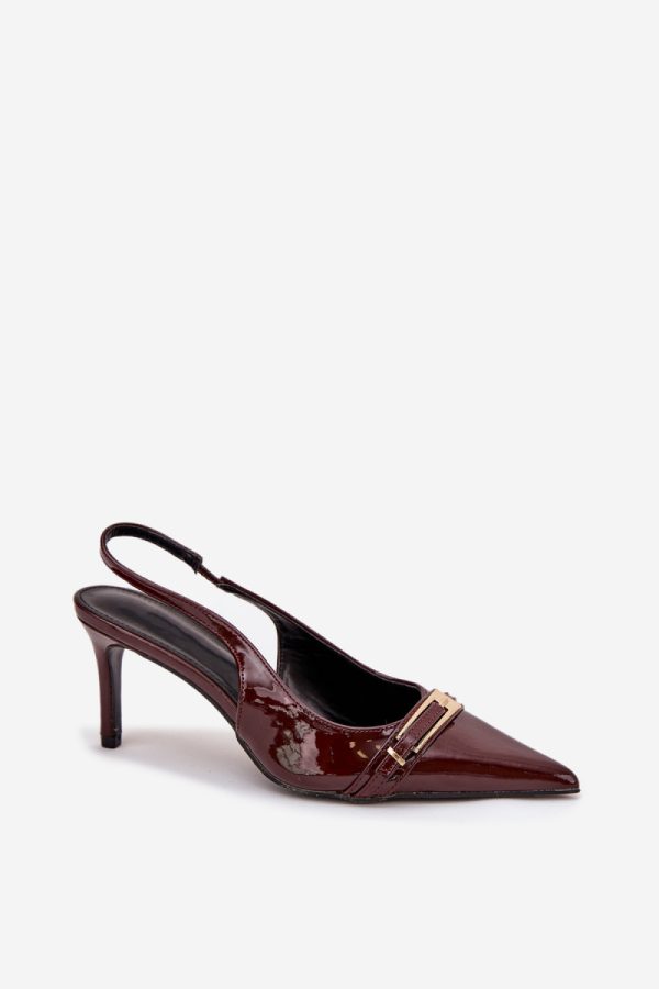 Brown High Heels in High Heels with Fabric, Footbed and Heel Height