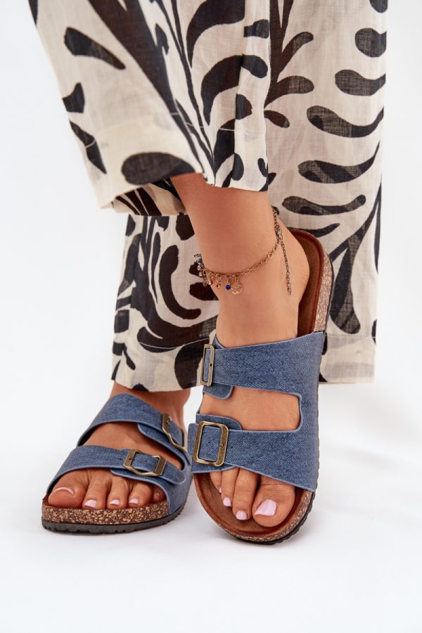 Blue Flip-flops in Sandals & Flip-Flops For Women with Fabric, Footbed and Platform Height