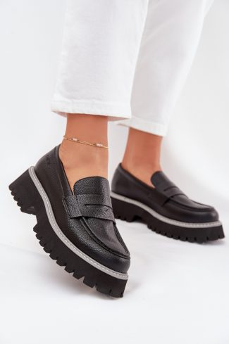 Black Mocassin in Moccasins, Loafers with Fabric, Footbed, Upper Height, Heel Height and Platform Height