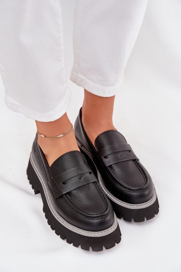 Black Mocassin in Moccasins, Loafers with Fabric, Footbed, Upper Height, Heel Height and Platform Height