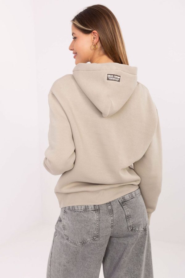 Beige Sweatshirt in Sweatshirts For Women with Cotton and Polyester