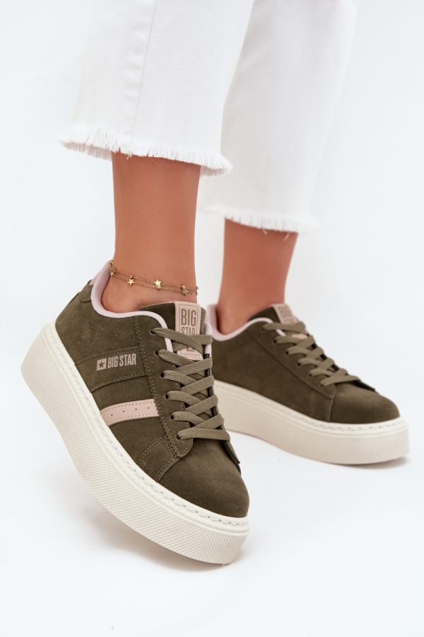Green Platform Sneakers in Women`s Athletic Shoes, Trainers, Sneakers with Fabric, Footbed, Upper Height and Platform Height