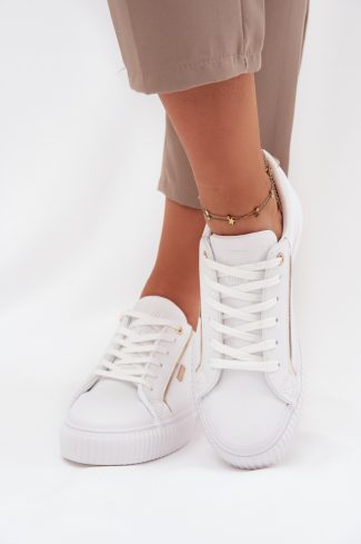 White Platform Sneakers in Women`s Athletic Shoes, Trainers, Sneakers with Fabric, Footbed, Upper Height and Platform Height